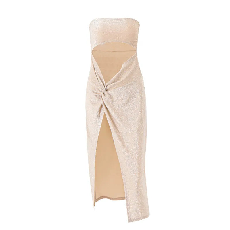 WhereMery Sexy Sleeveless Slit Dress Hollow Out Elegant Skinny Women Long Dresses Summer 2024 Fashion Ladies Party Club Vestidos