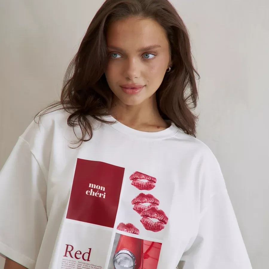 European American Hot Girl American Y2K Design Printed T-shirt Summer Women Ins Pure Cotton High Street Retro Short-sleeved Top