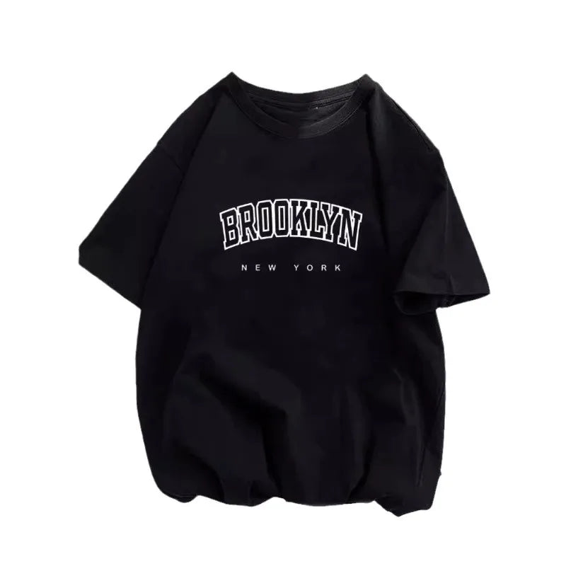 Women Brooklyn Letter Print T Shirt Girl Graphic Harajuku 2023 Streewear Clothes Causal Female Y2K Tops Tee