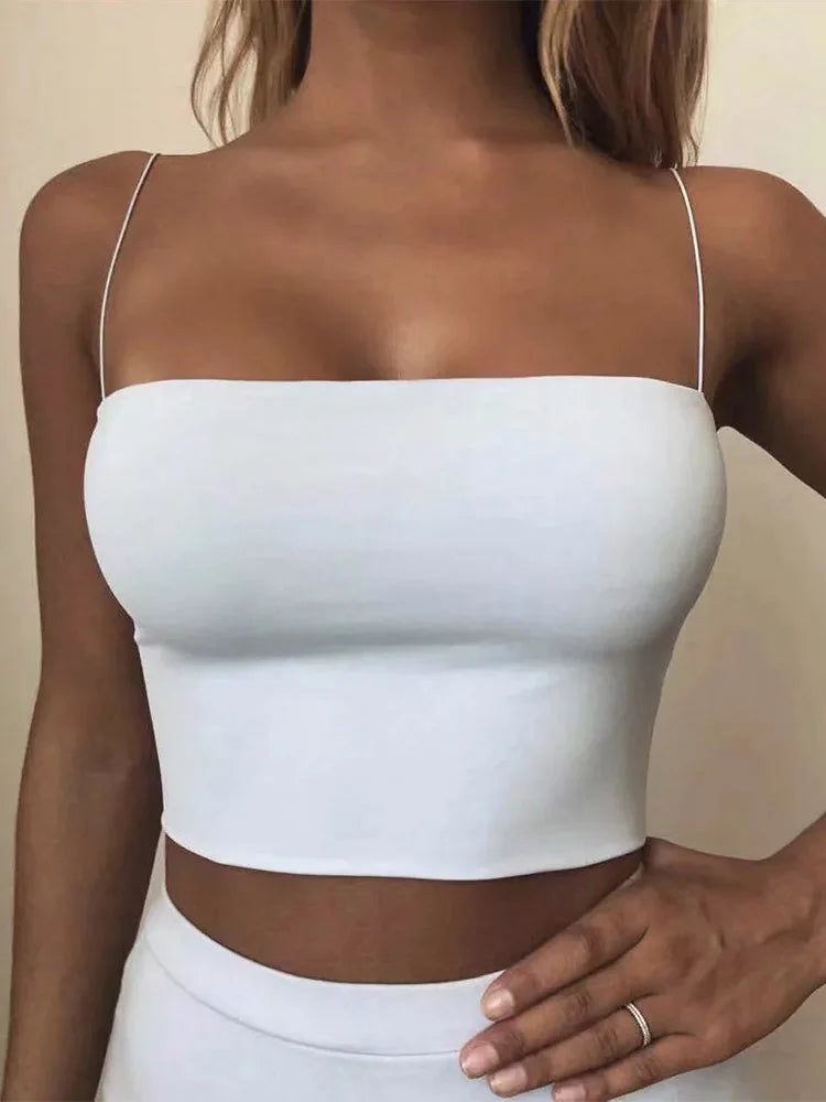 Summer Women's Crop Top Sexy Elastic Cotton Camis sleeveless Short Tank Top Bar