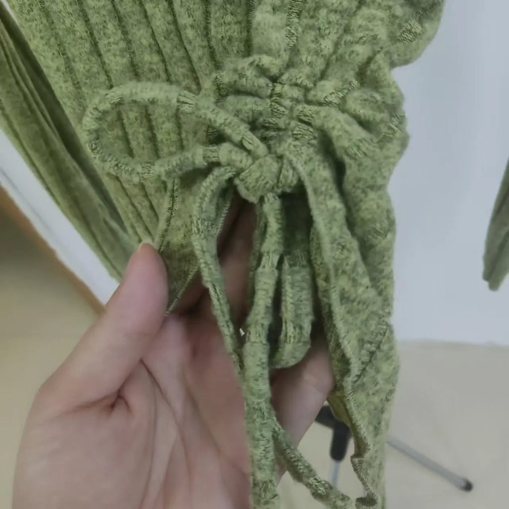 women's New off shoulder cross long sleeved slim fit casual street style asymmetrical elegant T-shirt trumpet sleeve top